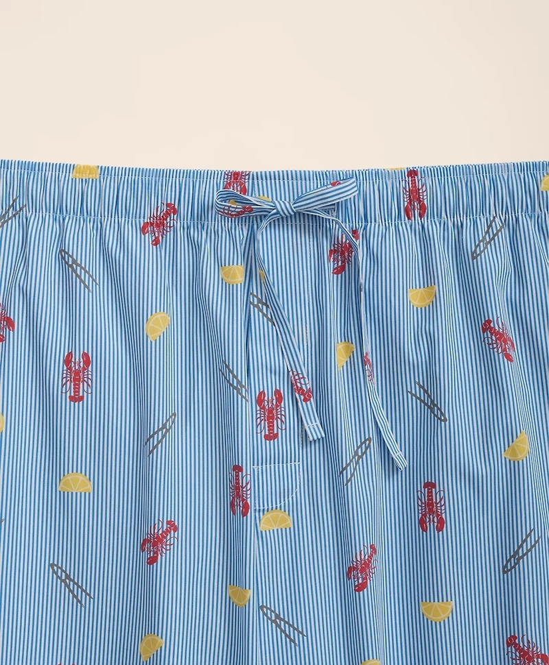 Cotton Broadcloth Lobster Motif Lounge Pants