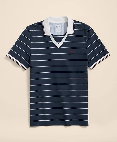 Supima<sup>®</sup> Cotton Johnny Collar Soccer Stripe Polo Shirt