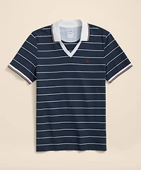 Supima<sup>®</sup> Cotton Johnny Collar Soccer Stripe Polo Shirt