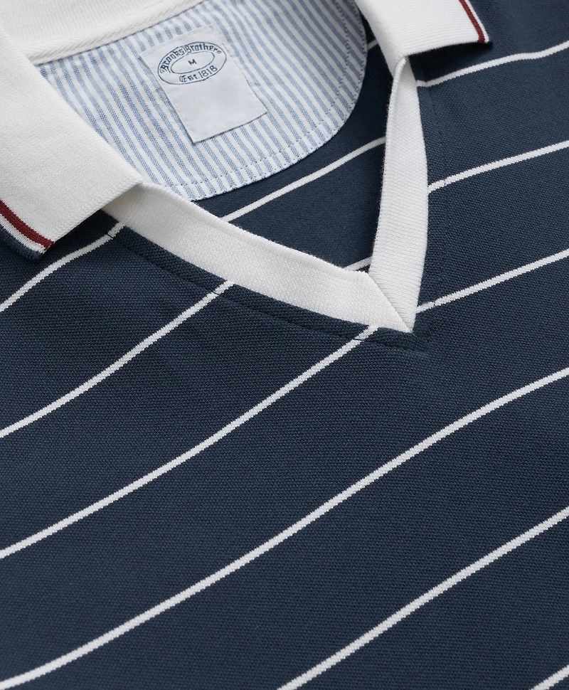 Supima<sup>®</sup> Cotton Johnny Collar Soccer Stripe Polo Shirt