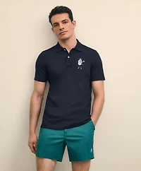 Brooks Brothers X Prince Cotton Blend Short-Sleeve Embroidered Henry Polo Shirt