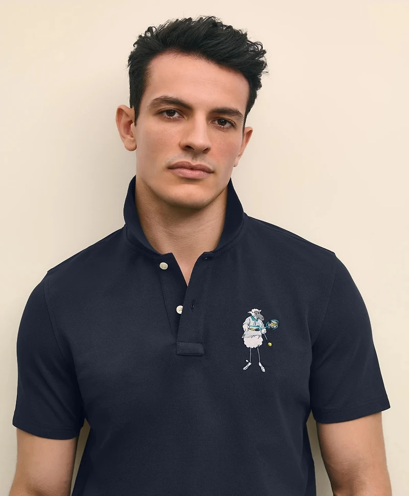 Brooks Brothers X Prince Cotton Blend Short-Sleeve Embroidered Henry Polo Shirt