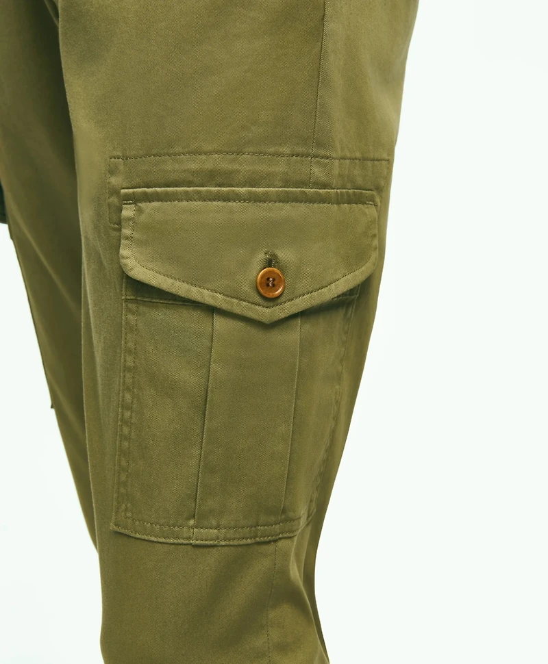 Washed Cotton Stretch Cargo Pants