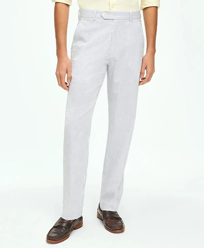 Regular Fit Cotton Seersucker Pants Classic Stripe