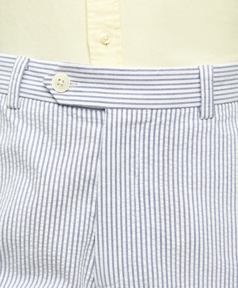 Regular Fit Cotton Seersucker Pants Classic Stripe