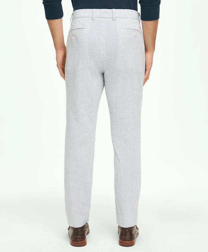 Slim Fit Cotton Seersucker Pants Classic Stripe