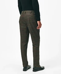 Pleated Side-Tab Pants Check Cotton Blend