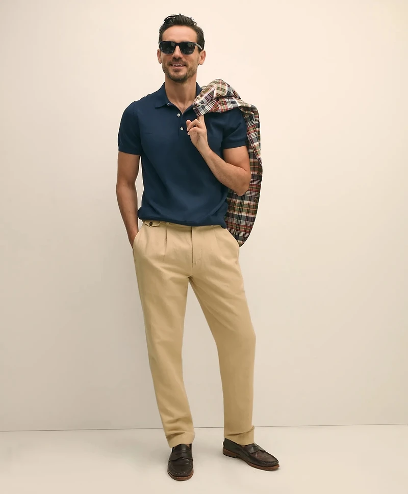 Pleat-Front Linen Cotton Pants