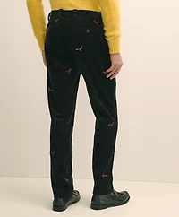 Cotton Corduroy Pheasant-Embroidered Chino