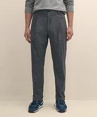 Cotton Pleated Side-Tab Checked Chino