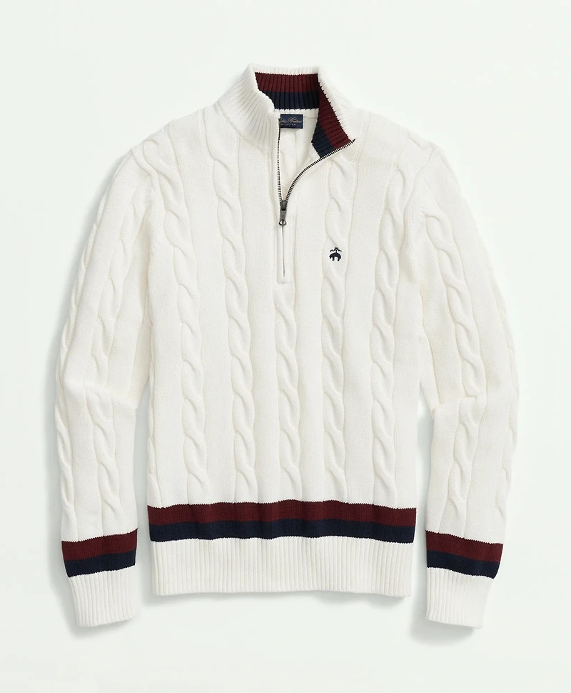 Cable Knit Tennis Half-Zip Sweater Supima<sup>®</sup> Cotton