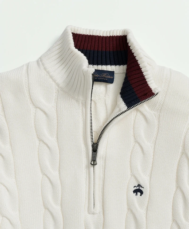 Cable Knit Tennis Half-Zip Sweater Supima<sup>®</sup> Cotton