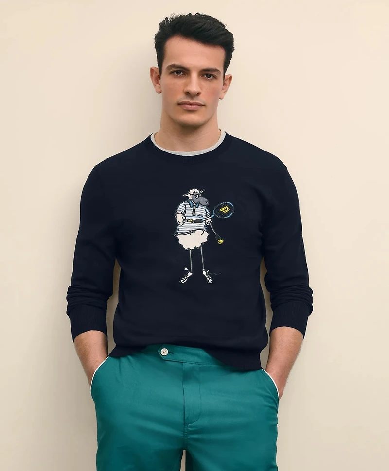 Brooks Brothers X Prince Cotton Blend Embroidered Henry Sweater