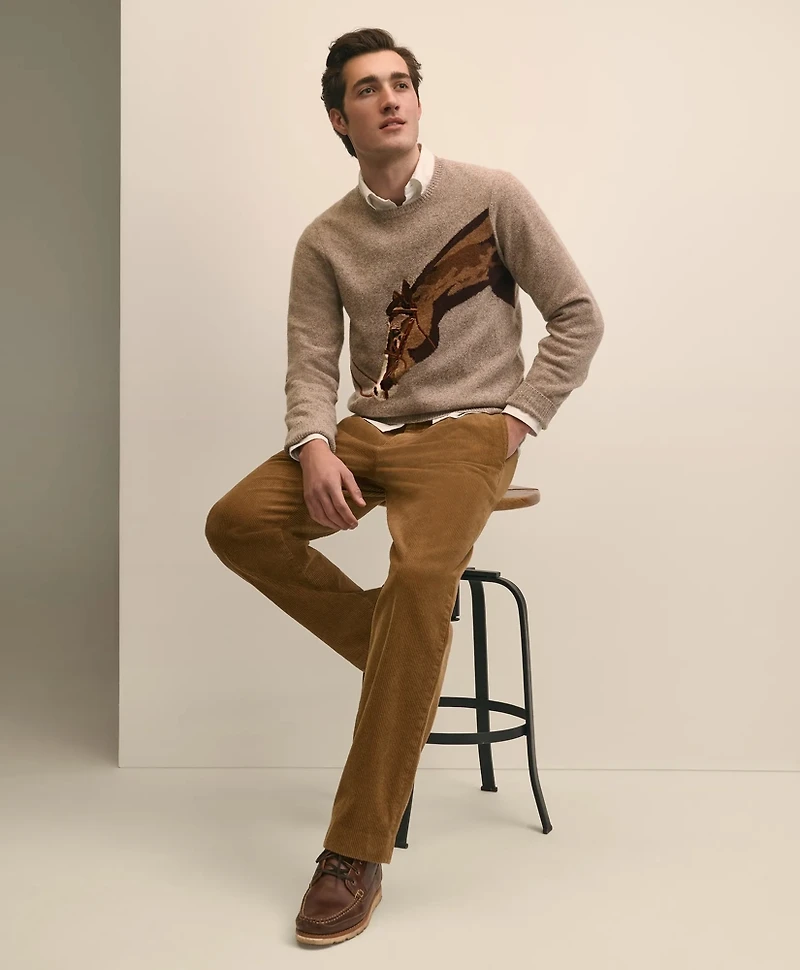 Merino Wool Intarsia Horse Motif Sweater