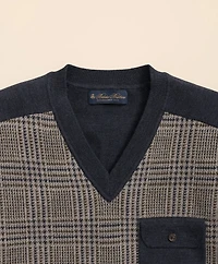 Merino Wool Glen Plaid Contrast Sweater