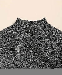 Merino Wool Aran Marled Mock Neck Sweater