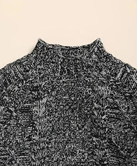 Merino Wool Aran Marled Mock Neck Sweater