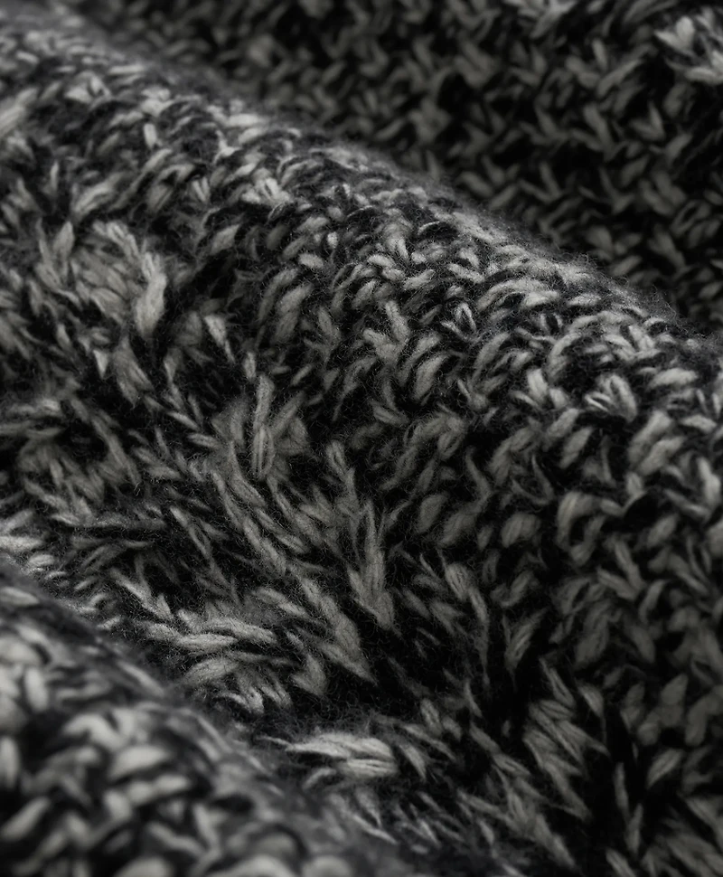 Merino Wool Aran Marled Mock Neck Sweater