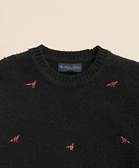 Brushed Wool Pheasant-Embroidered Sweater