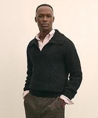 Merino Wool Johnny Collar Aran Sweater