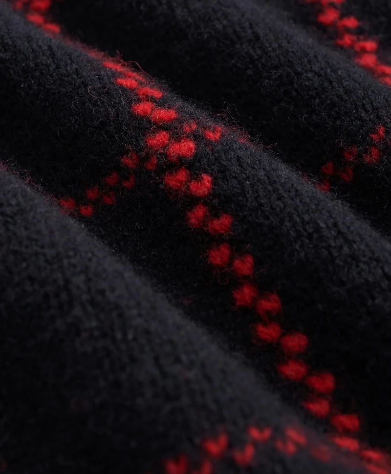 Merino Wool Windowpane Intarsia Shawl-Collar Cardigan
