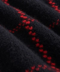 Merino Wool Windowpane Intarsia Shawl-Collar Cardigan