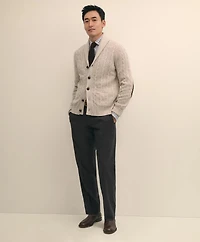 Cashmere Cable Knit Shawl-Collar Cardigan