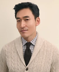 Cashmere Cable Knit Shawl-Collar Cardigan