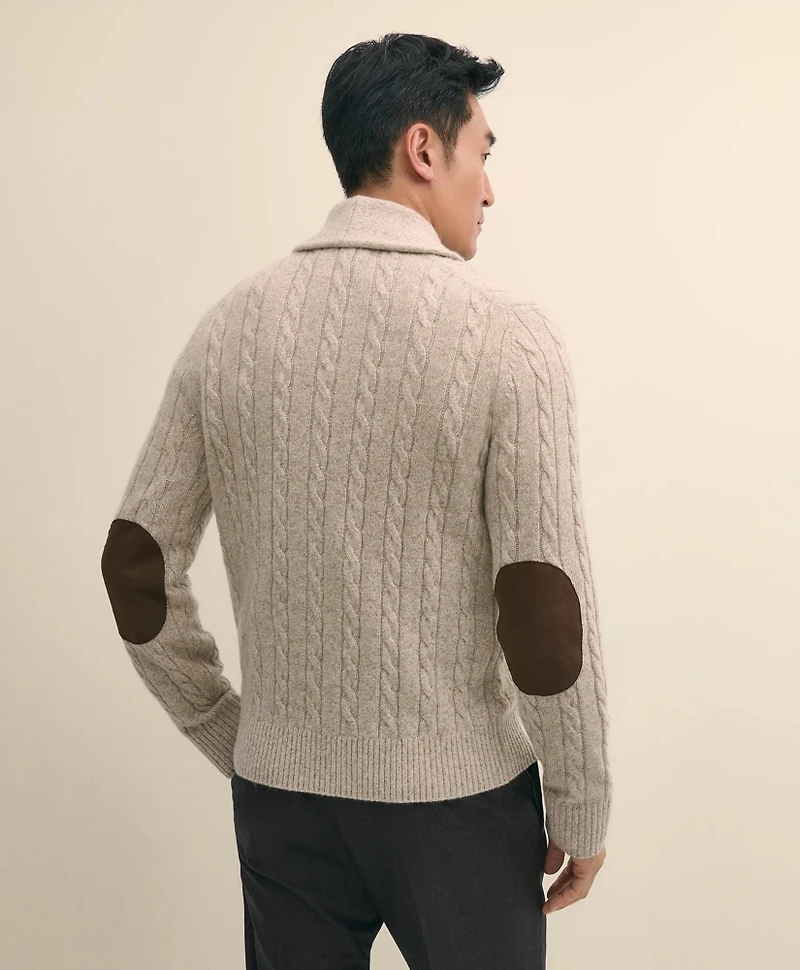 Cashmere Cable Knit Shawl-Collar Cardigan