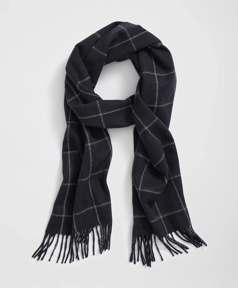 Cashmere Windowpane Fringe Scarf