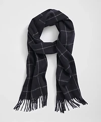 Cashmere Windowpane Fringe Scarf