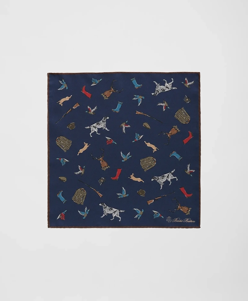 Country Motif Silk Pocket Square