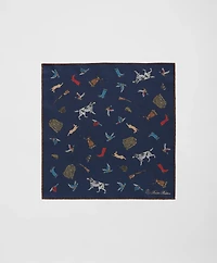 Country Motif Silk Pocket Square