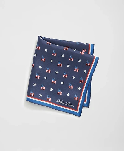 Elephant Motif Silk Pocket Square