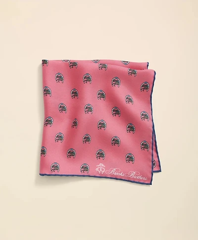 Silk Equestrian Motif Pocket Square