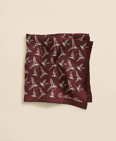 Duck Motif Silk Pocket Square