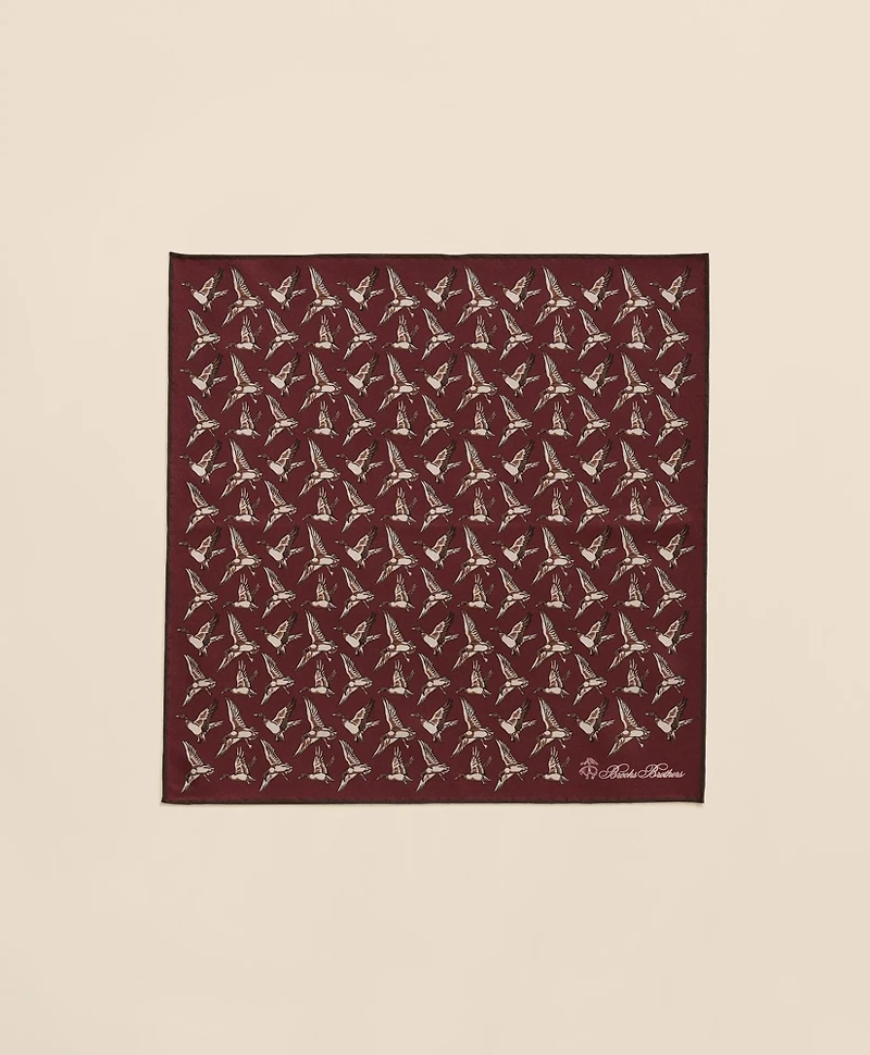 Duck Motif Silk Pocket Square