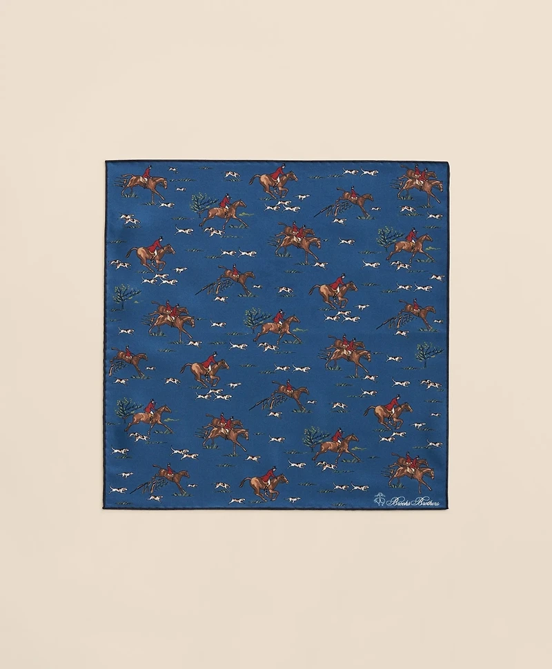 Equestrian Motif Silk Pocket Square