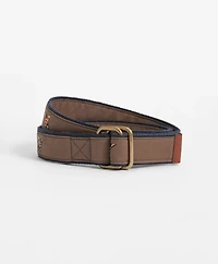 Duck Embroidered Leather Tab D-Ring Belt