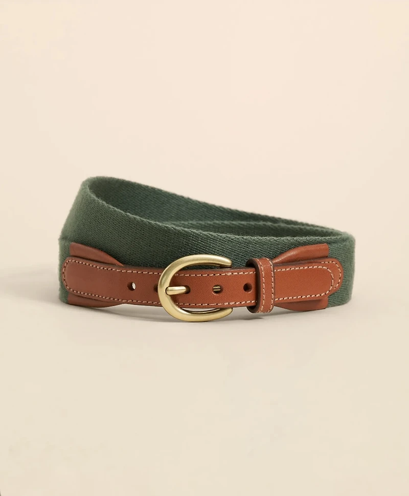 Webbed Leather-Accent Belt