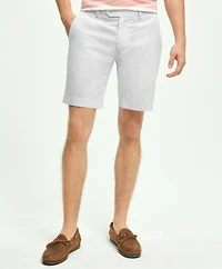 Washed Stretch Cotton Seersucker Shorts