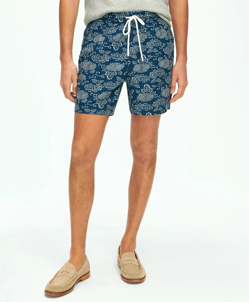 6" Linen-Cotton Floral Printed Friday Shorts