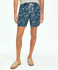 6" Linen-Cotton Floral Printed Friday Shorts