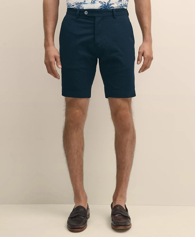 9" Washed Cotton Seersucker Shorts