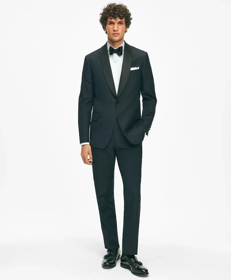 Black Fleece Shawl Collar Tuxedo Silk-Linen