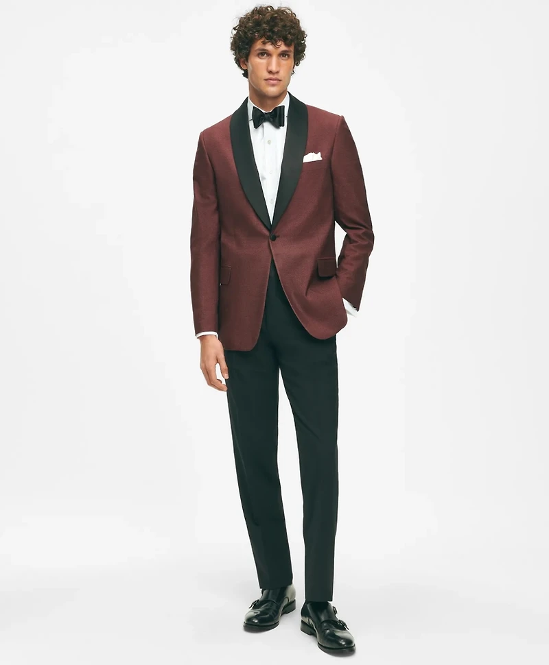 Black Fleece Satin Shawl Collar Dinner Jacket Silk Hopsack