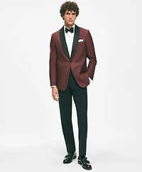 Black Fleece Satin Shawl Collar Dinner Jacket Silk Hopsack