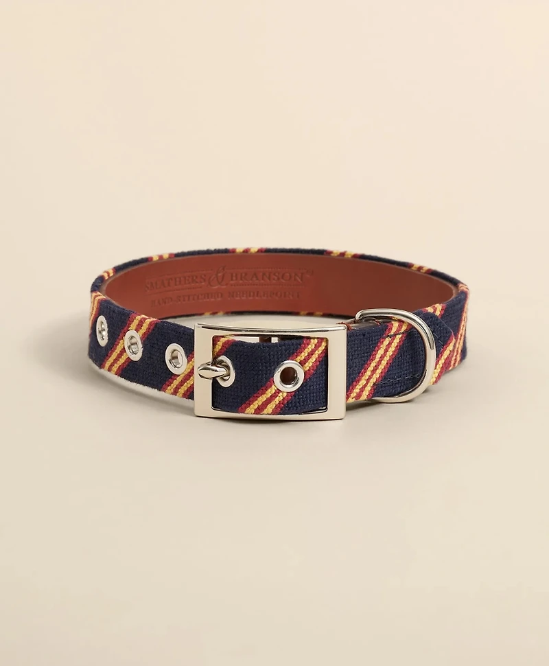 Smathers & Branson Needlepoint Rep Stripe Dog Collar