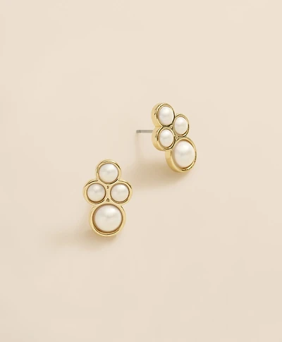 Faux-Pearl Gold-Plated Cluster Earrings