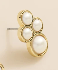 Faux-Pearl Gold-Plated Cluster Earrings